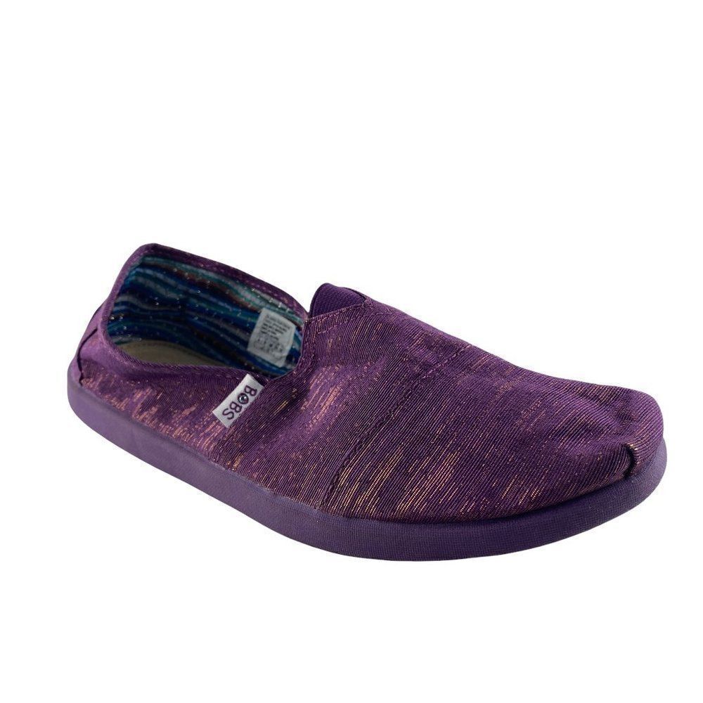 BOBS BY Skechers Women's Purple Shimmery Sparkling Lightweight Flats US Youth 6